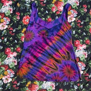 Tie Dye Tank Top Amazing Color & pattern purple, pink , orange Oversized M